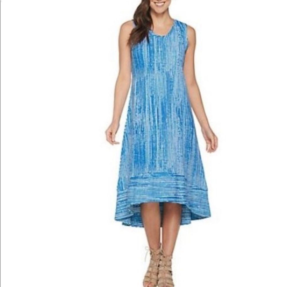 H by Halston Blue sleeveless High-low viscose blend dress size XSP